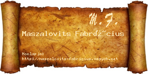 Maszalovits Fabrícius névjegykártya